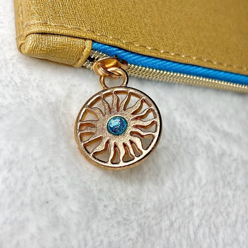 Free with $15 Purchase Ipsy Cosmetic Bag Stay Golden July 2021 Gold Turquoise - Picture 3 of 4